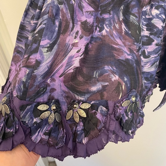 Rebecca Taylor silk with silver appliqués and belt size 4 - Picture 3 of 8